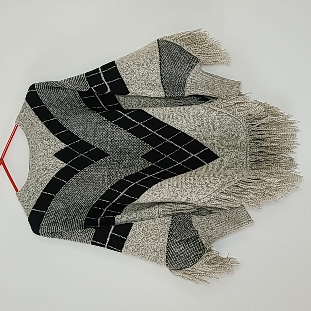 Monteau Soft Fringed Poncho Sweater